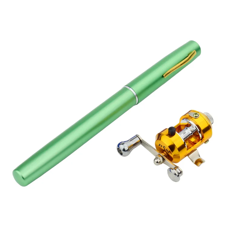 

HOT Portable Pocket Telescopic Mini Fishing Pole Pen Shape Folded Fishing Rod With Reel Wheel Child rod Gift fishing rod pesca