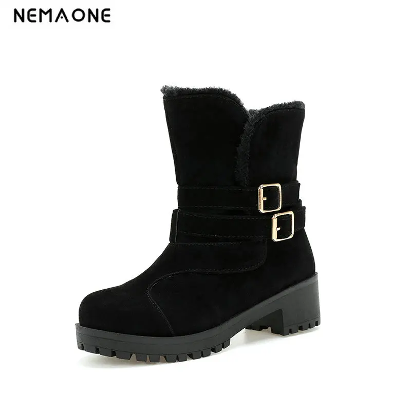 

2019 New Women Ankle Snow Boots To Keep Warmy in Winter Lady High Heel Round toe 5cm med heels Shoes Women
