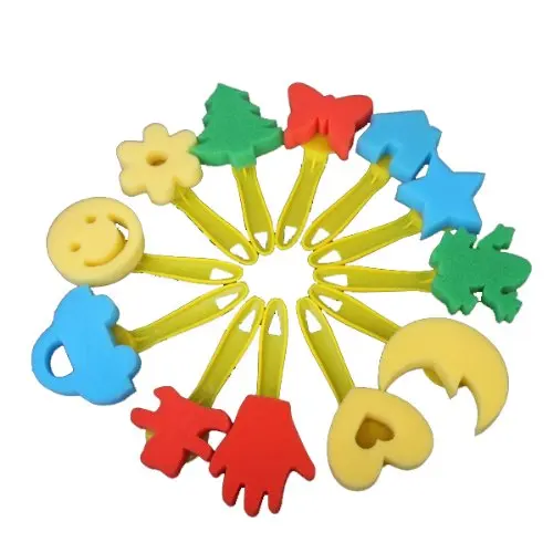 

SOSW-12 pcs colorful different shapes Children Painting Craft sponge stamp
