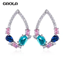 GAOLA дизайн простой кубический цирконий серьга-гвоздик капля серьги Свадебные украшения GLE9082
