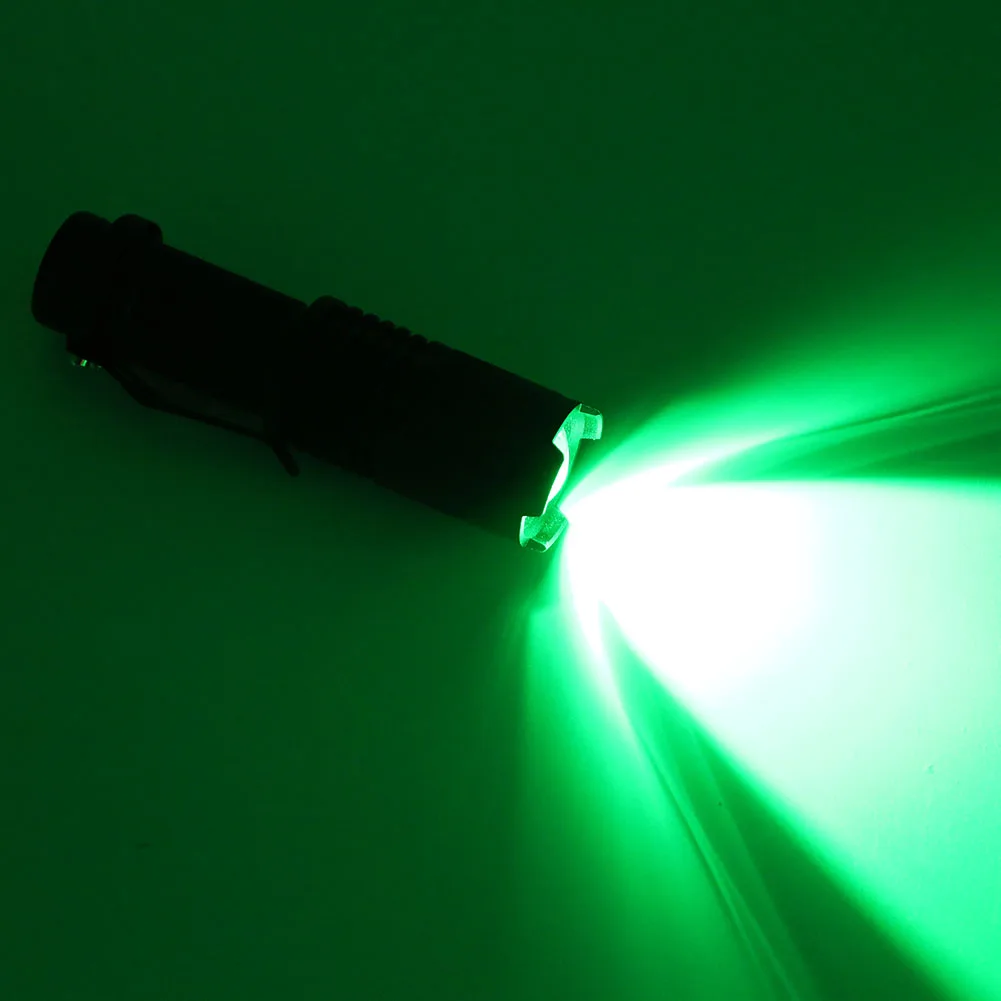 Зеленый светильник, мини-ручка, светильник, 2000LM, водонепроницаемый светодиодный светильник фонарь-вспышка, масштабируемый, регулируемый фокус, фонарь, портативный светильник, AA 14500