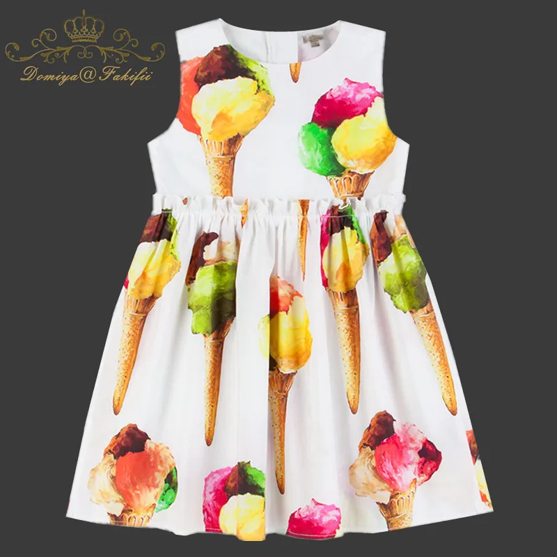 

Floral Children Baby Dresses Girl For Weddings Party Princess Birthday Ice Cream Print Cotton Dress Summer 2018 Vestido Infantil