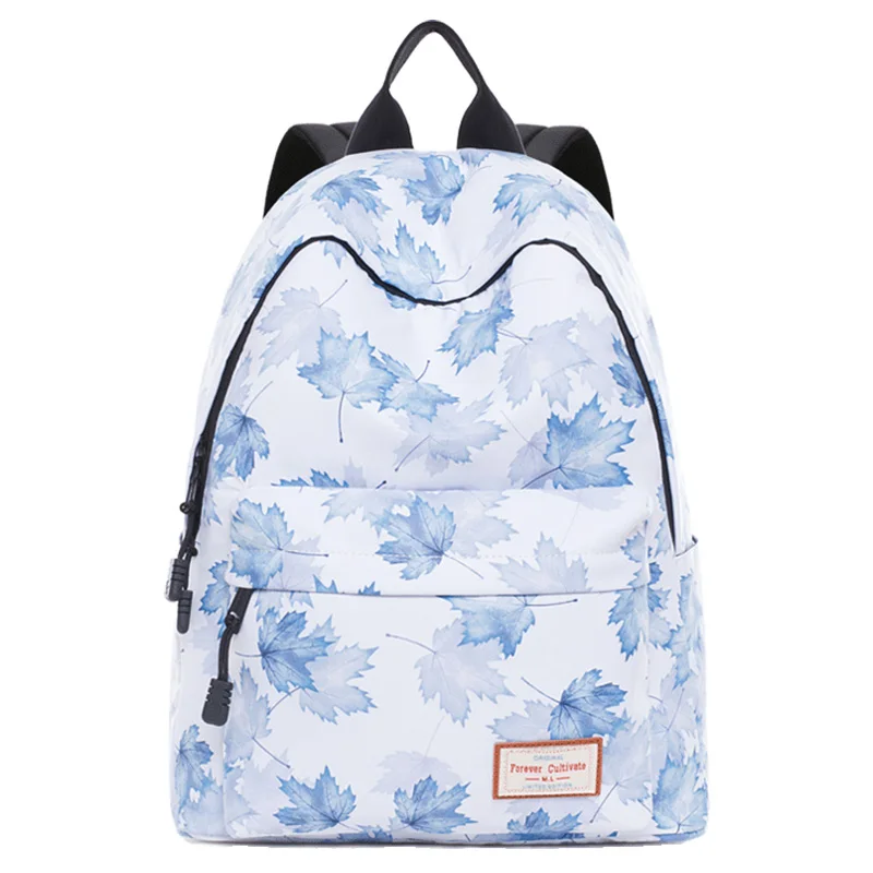 Холщовые дорожные рюкзаки для ноутбука, Прочные Женские школьные сумки для колледжа, водоотталкивающие дневные сумки с рисунком кленового листа, Студенческая книжная сумка - Цвет: 39 x 32 x 16