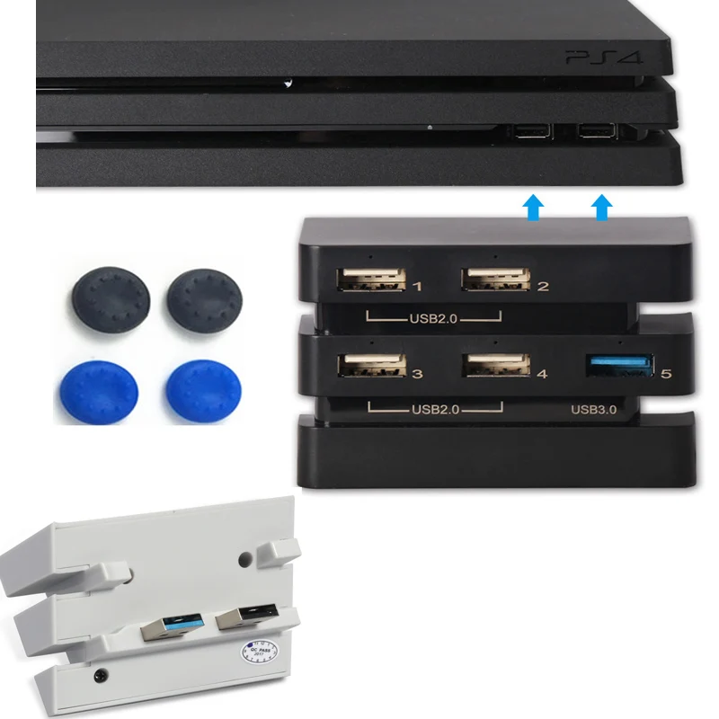 PS4 Pro 5-в-1 usb-хаб 3,0& 2,0 USB Порты и разъёмы игровой консоли Продлить USB адаптер для Playstation 4 Pro PS4 Pro консоли высокое Скорость+ 4 крышка