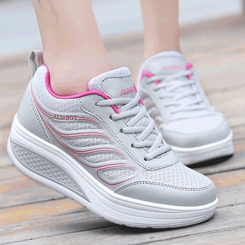 GOGORUNS women shake fitness running shoes thick sole mesh sport shoes