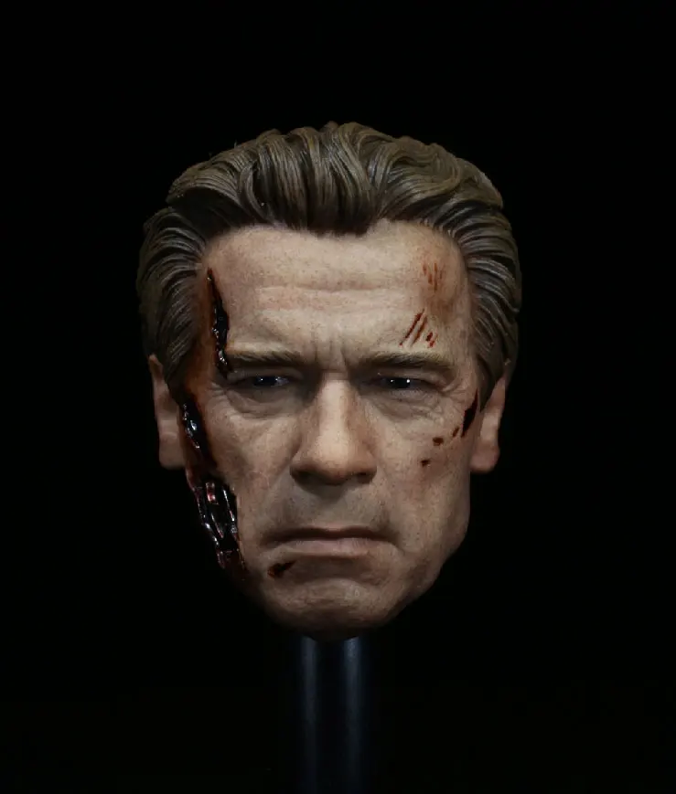 

Brown Hair Wounded Version Terminator Figure 1/6 Scale Model Genesis Guardian t800 Old Arnold Head Carving Soldier Accessories