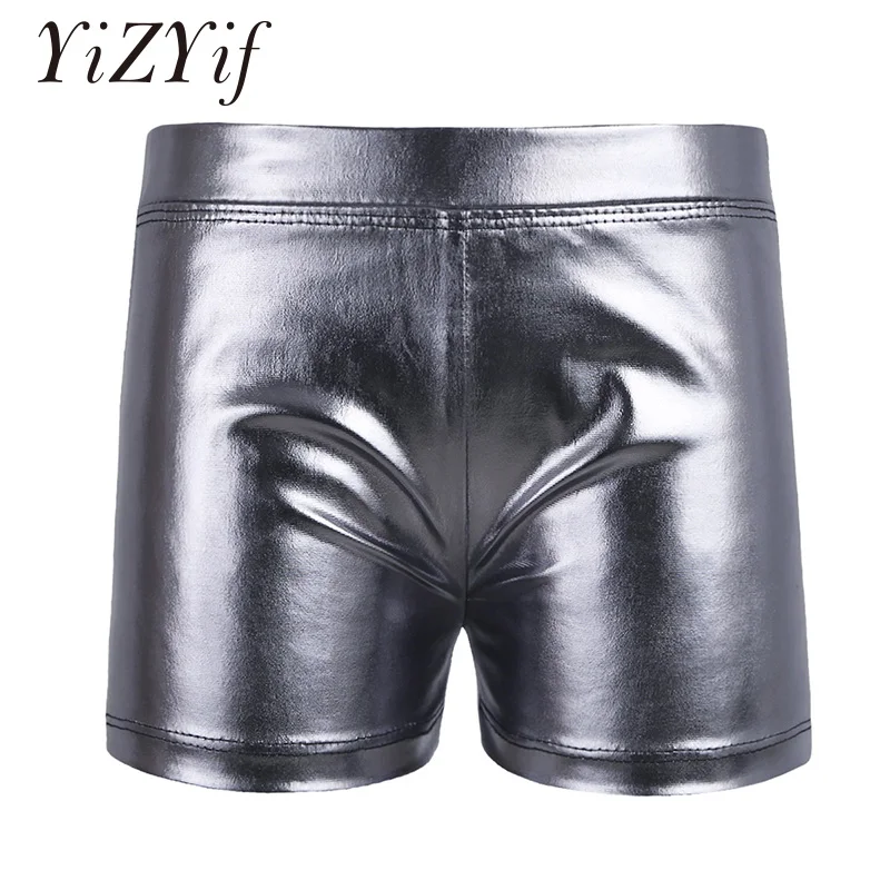 Girl Stretch Metallic Gymnastics Dance Shorts Booty Ballet Sport Exercise Bottom