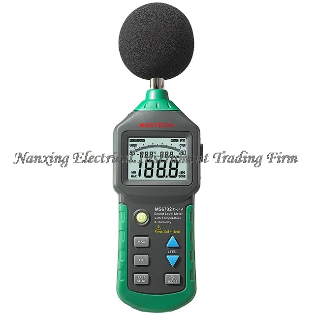 

MASTECH MS6702 Digital Sound Level Meter 30dB~130dB Noise Meter dB Decible Meter Tester Temperature Humidity Meter Thermometer