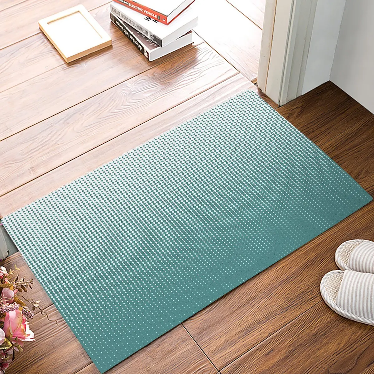 Gren Gradient Polka Dot Door Mats Kitchen Floor Bath Entrance Rug Mat