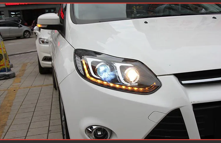 AKD авто стайлинг фары для Ford Focus 2012- фары светодиодный ходовые огни биксеноновые фары Противотуманные фары с ангельскими глазками авто уровень