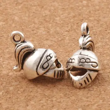 

3D Knight Helmet Charm Beads 18.4x14mm 200pcs zinc alloy Pendants Jewelry DIY L408