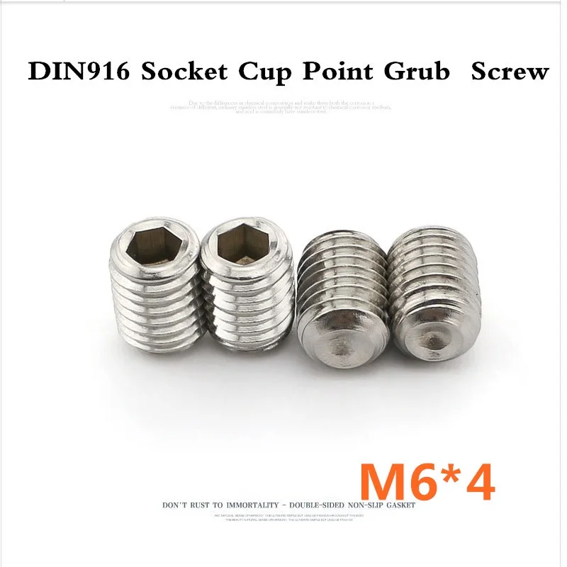 

100pcs/lot DIN916 M6*4 Socket Cup Point Grub Screw Stainless Steel