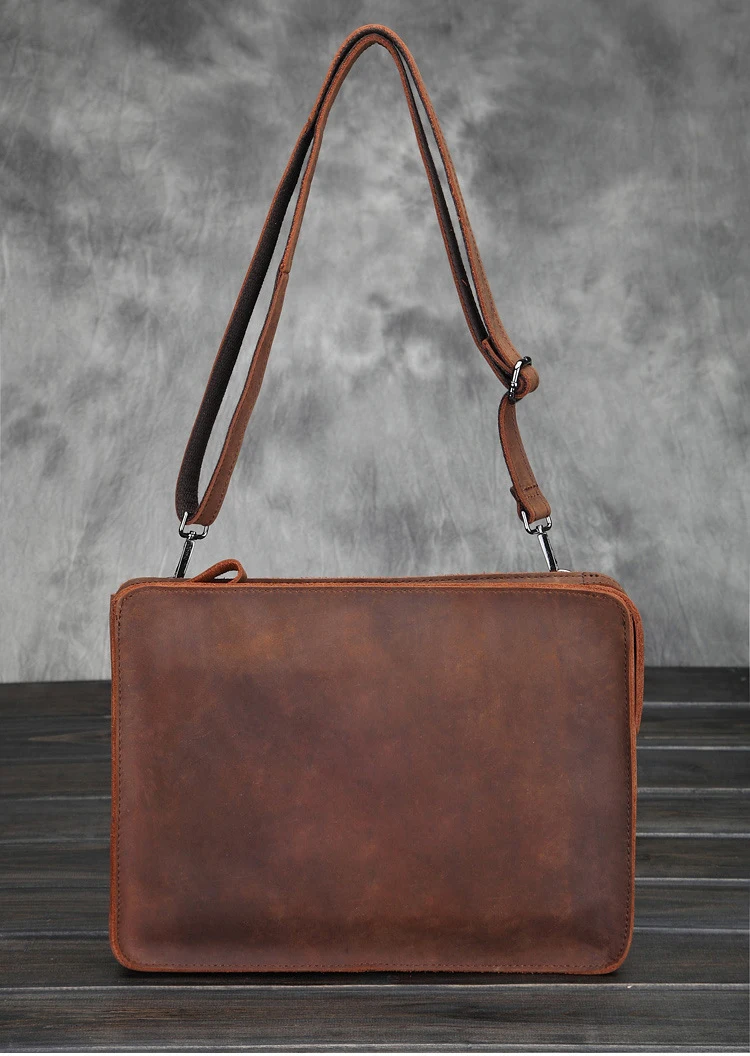 Мужская кожаная сумка-клатч Crazy horse, винтажная сумка из натуральной кожи, высокое качество, А4, iPad, Повседневная сумка на плечо, сумка-мессенджер