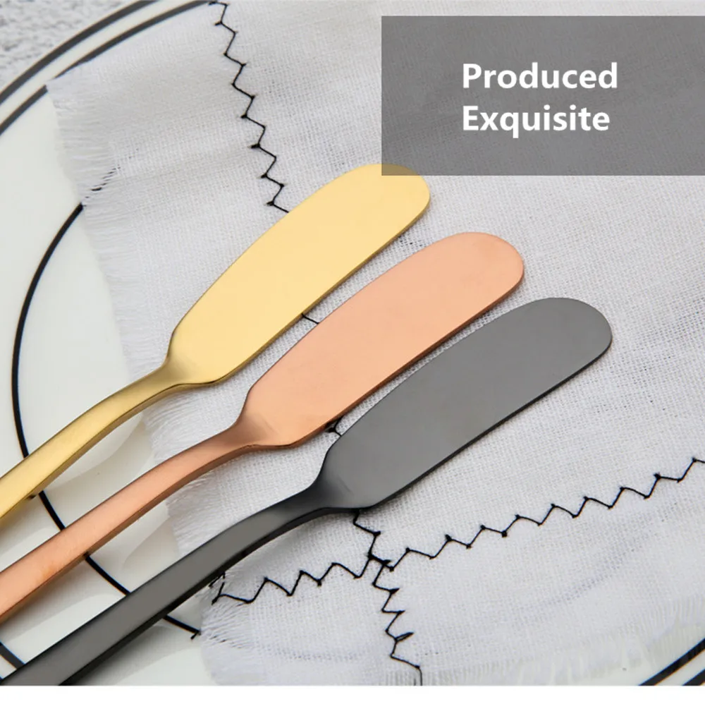 304 Нержавеющая сталь нож для масла и сыра десертное варенье разбрасыватель удобрений крем золотистый и черный цвета розового золота Ножи западные столовые приборы Завтрак Инструмент