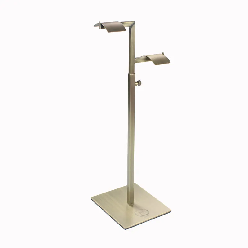 Dropship Metal Shoe Handbag Display Stand, Nesting Tables 2 Piece Set Display Riser Shelf For Retail Stores Steel Pipe And Gold