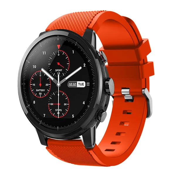 Спортивный ремешок из мягкого силикагеля для часов Huami Amazfit Stratos, Смарт-часы для Amazfit Pace Stratos 2/2 S, ремешок 22 мм, браслет - Цвет: Оранжевый