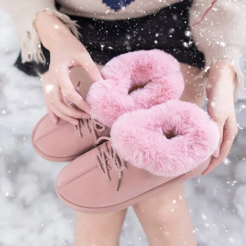 

Casual Shoes Women botas mujer Fashion Brand Warm Snow Boots Lady chaussure Winter Female footware woth Fur Ankle Boots Lade Up