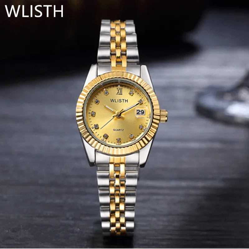 WLISTH Top Brand Роскошные Высокая Мода Розовое Золото Платье Часы С Бриллиантами для