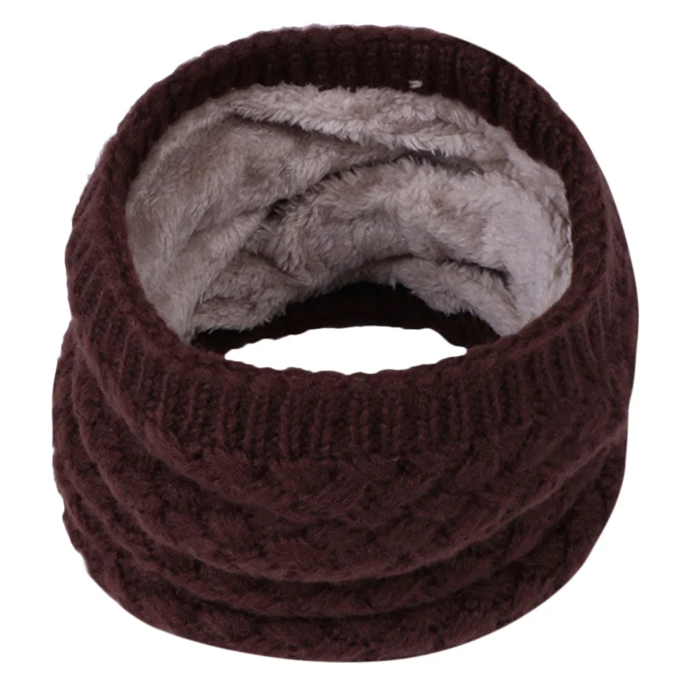 Детские зимние теплые вязаные шарфы с кольцом, плотные очень эластичные вязаные шарфы для мальчиков и девочек - Цвет: C