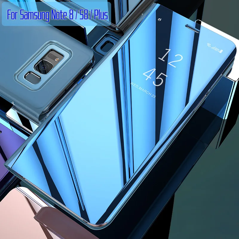 

Mirror Surface For Samsung S8 S8 Plus S6 S7 Edge S9 Plus Cover Flip Stand Cases for Samsung Note5 Note 8 Note 9 Smart Case