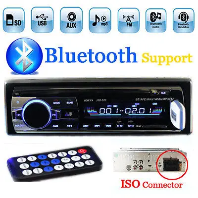 MP3/WMA/WAV плеер MP3 плеер 1 DIN 12 в FM/SD/USB/AUX несколько эквалайзеров JSD 520 дистанционный контракт автомобиля стерео радио Bluetooth