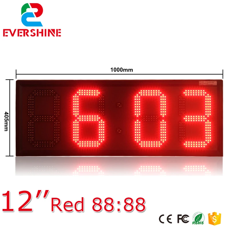 large outdoor digital clock temperature display 12 inch single red