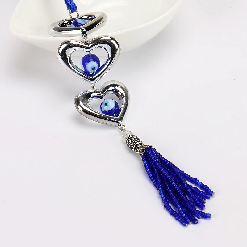 

New Arrival Heart Shape Decor Home Hanging Evil Eye Bead Wall Hanging Car Hanging 20cm