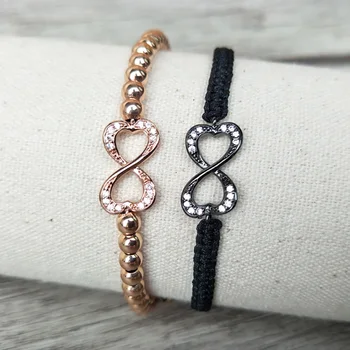

10 Pcs Micro Pave CZ bowknot Connector Charm & Round Beads Bracelet Braided Macrame handcraft Jewelry Xmas Gift BG130