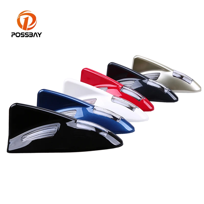 

POSSBAY Decal Stickers Car Auto Shark Fin Antenna Style Warning Tail Light Solar Power Antenna Car-styling Roof Decoration