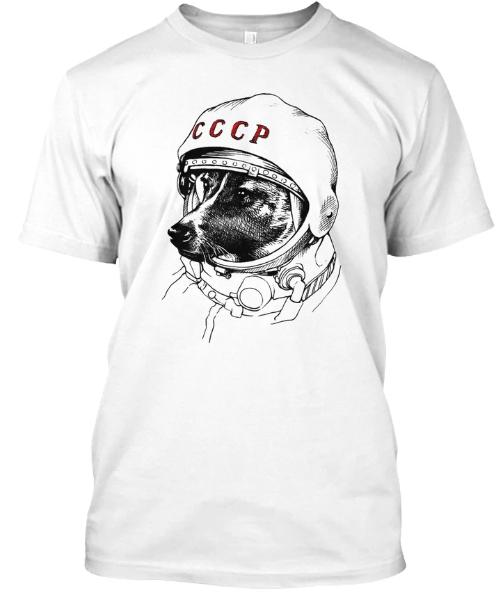 Лайка Space Traveler Cccp Популярные Tagless футболка|Футболки| |