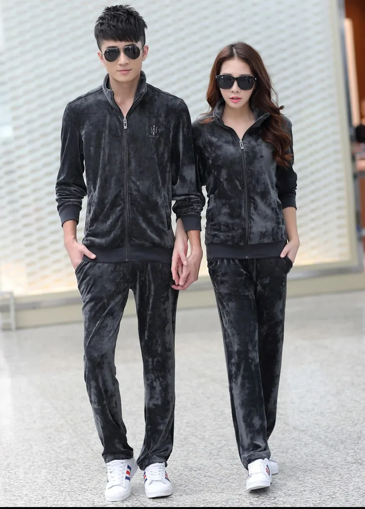 Casual Velvet Tracksuit Men Sportswear 