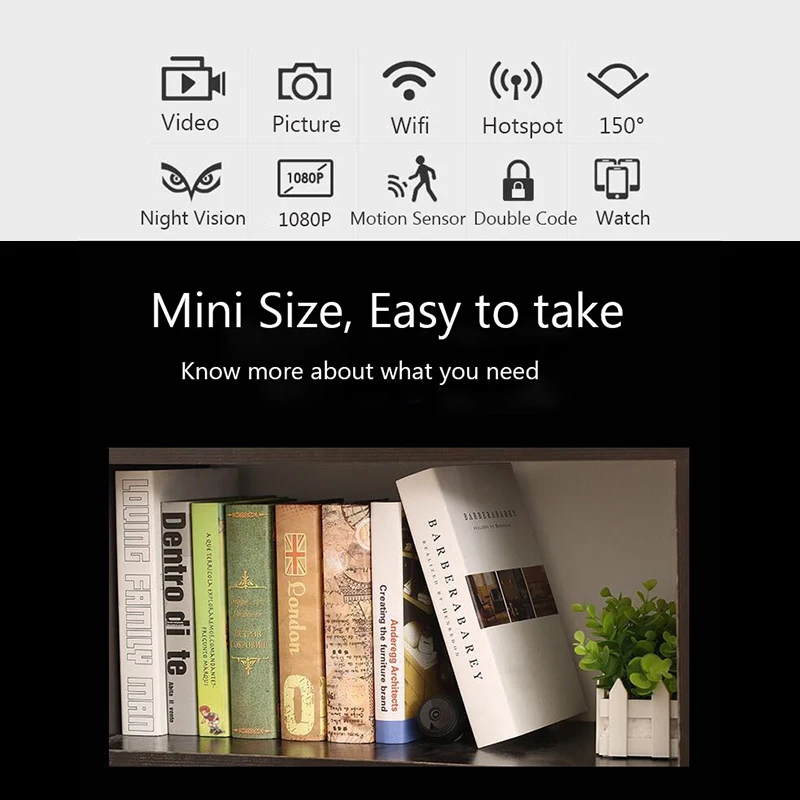 HD 1080P Портативная WiFi IP мини камера ночного видения P2P Беспроводная микро веб-камера видеокамера видеомагнитофон Удаленный просмотр датчик движения