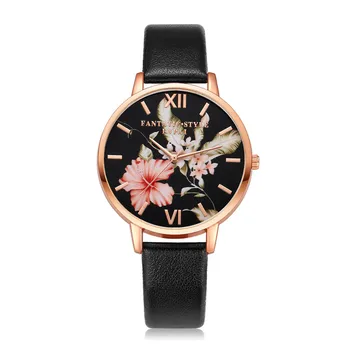 

LVPAI Ladies Watch Pattern Flowers Leather PU Leather Strap Quartz Wrist Watch Womens Watch Dress Bracelet montre femme L58
