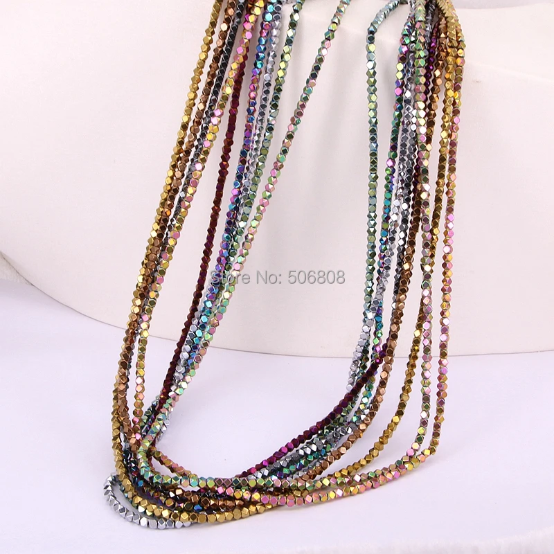 

5 Strands Zyunz Fashion Cut Hematite Necklace Mix Color Hematite Beads Size 3mm Men Women Jewelry Necklace Friendship Necklace