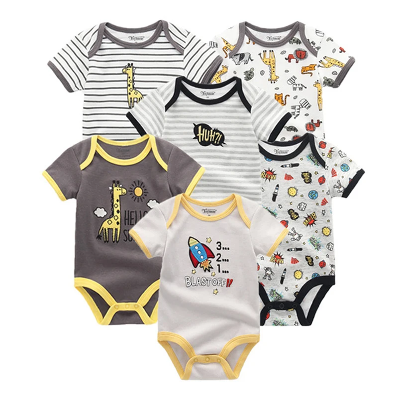 Super Cotton Baby Bodysuit Fashion 6pcs/lot Newborn Body Baby Suits Short Sleeve Overalls