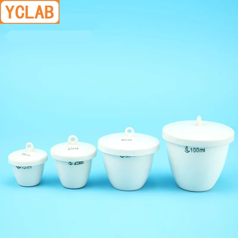 YCLAB 100mL Ceramic Crucible Medium Wall with Lid Pottery Porcelain Crockery Earthen Laboratory Chemistry Equipment