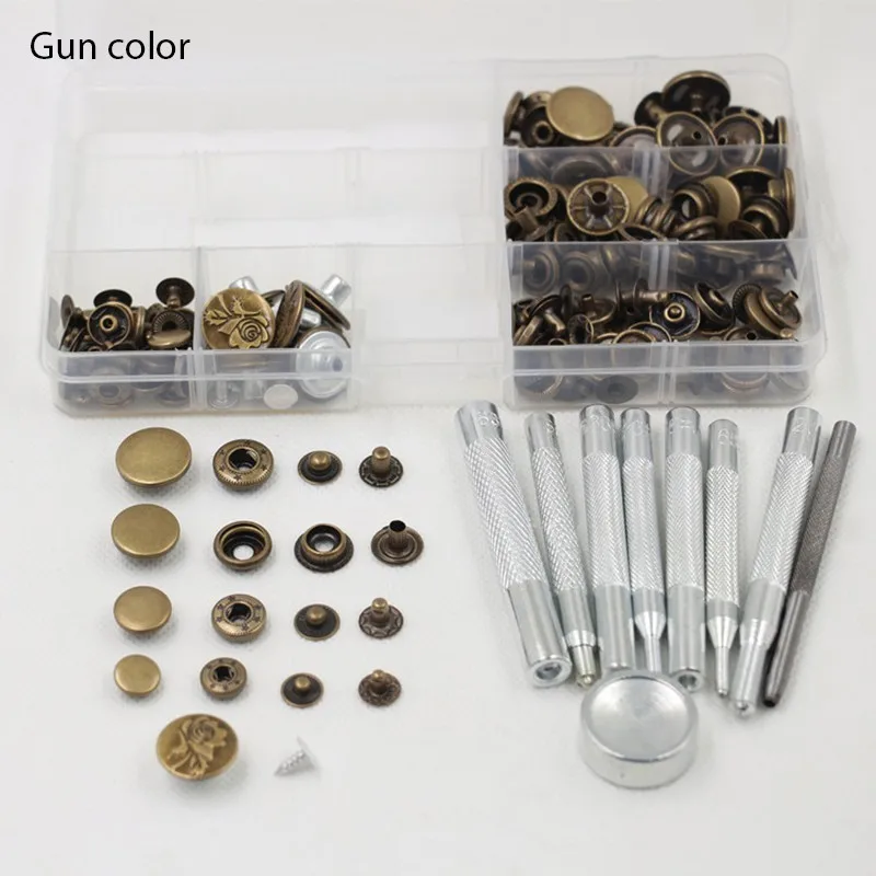 

50sets metal snap button + all sets setting tool set leather craft sewing hardware accessories 3 color 633 655 831 201 H