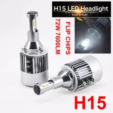 1 Set H15 Hi/Low Car LED Headlight 72W 7600LM Headlamps Bulbs 6K White Driving Daytime Running Light FOR Ford VW BMW Benz Audi 1 Set H15 Hi/Low Car LED Headlight 72W 7600LM Headlamps Bulbs 6K White Driving Daytime Running Light FOR Ford VW BMW Benz Audi