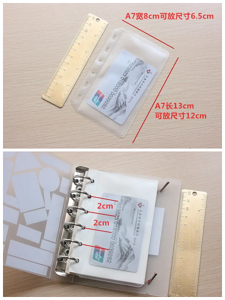 Сумка для файлов из ПВХ 6 отверстий прозрачный покера для записная книжка с кольцевым механизмом мешок с застежкой-молнией держатель для карт A5 A6 Пластик чехлы