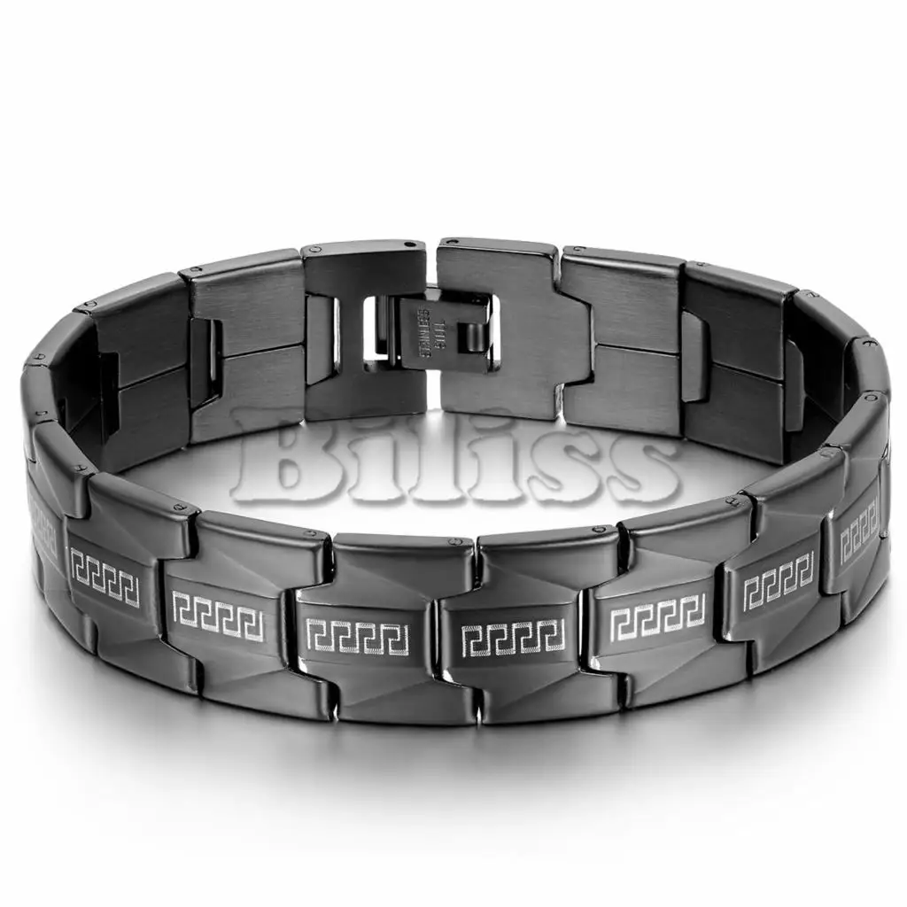 Mens stainless steel bracelet in Greek design| 11mm width 85%OFF Mens stainless steel bracelet in Greek design| 11mm width 85%OFF