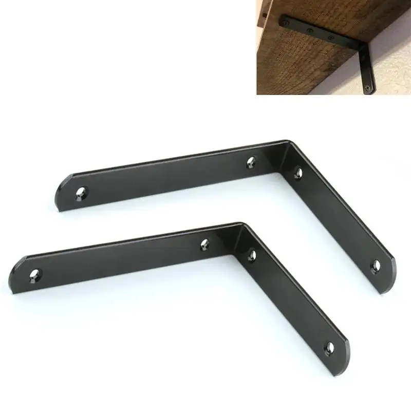 

2pcs Stainless Steel Floating Wall Shelf Brackets L Shape Thickened Corner Bracket Right Angle Bracket Folding For Table