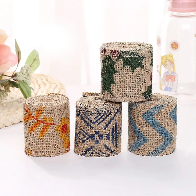 

6cm Printed Linen roll Decorative Linen Roll DIY Handmade Lace Linen Roll Wedding Decoration Party Christmas Crafts Decorative