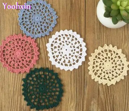 Hot tavola rotonda tovaglietta pad panno di pizzo di cotone crochet ... Tovagliette fai da te
