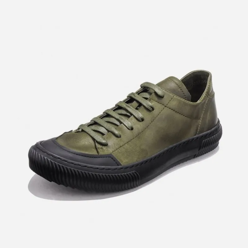 Cut black Couro De Exército Homme Army Green Up Flats Vintage Homens Sapatos Marca Trainer Do Sneakers Low Militar Verde Genuíno Mocassin Lace Luxo BwxqUY