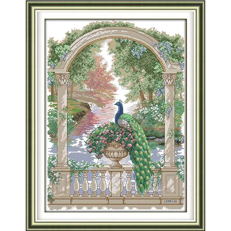 

Cross-stitch embroidery kits, DIY cross stitch, set embroidery suit, print Green peacock lost enough canvas for embroidery
