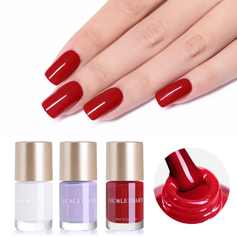 

NICOLE DIARY Nail Polish 6 Colors Optional 9ml Gel Varnish Nail Art Red Green Black