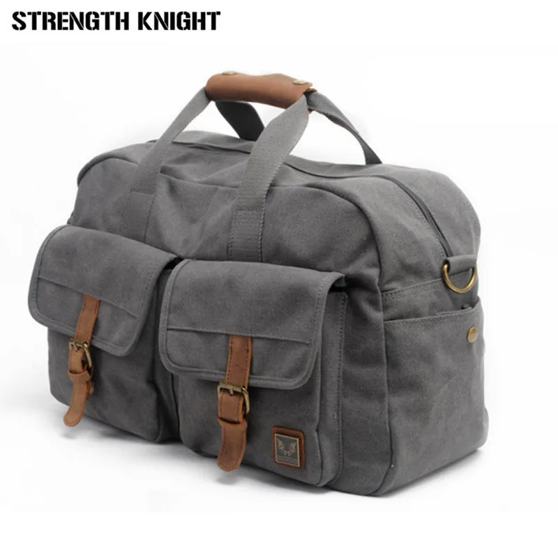 

Vintage Retro military canvas leather men travel bags luggage bags Men Duffle Bags leather overnight Bag Tote carry on Luggage