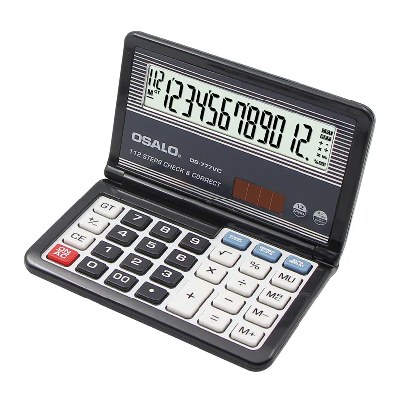 Откидной складной калькулятор солнечный двойной мощность 12 цифр экран портативный носить с собой Бизнес офис калькулятор