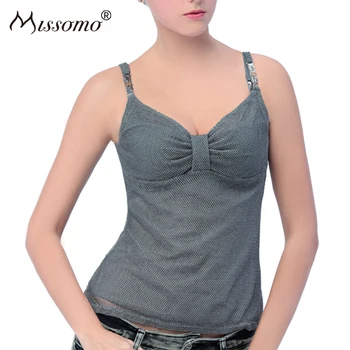

Missomo Mesh Vest V-Neck Chest Pleated Sling Solid Flower Metal Camisole Slim Breathable All Inclusive Cup No Trace Simple Chest