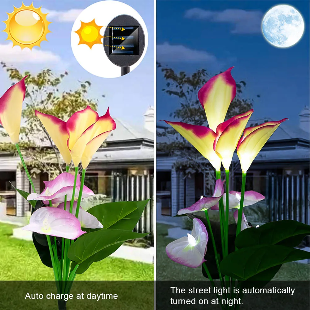 Экономичные светильники Calla Lily Flower на солнечной батарее уличные